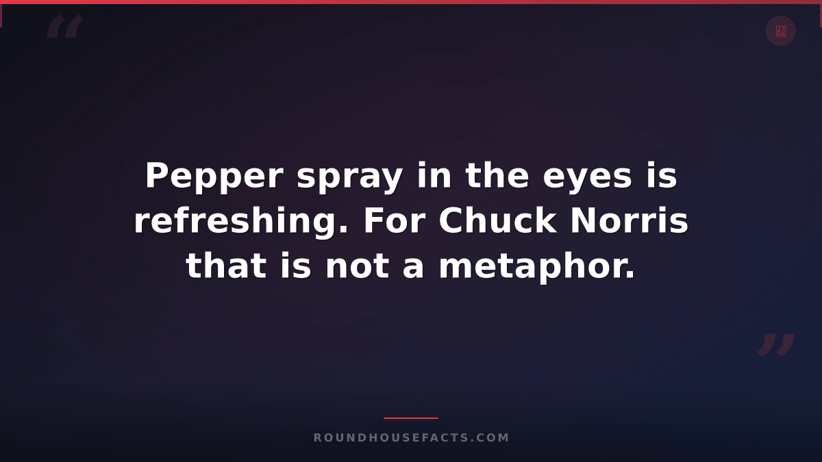 Chuck Norris Fact — Pepper spray in the eyes is refreshing. For Chuck Norris tha