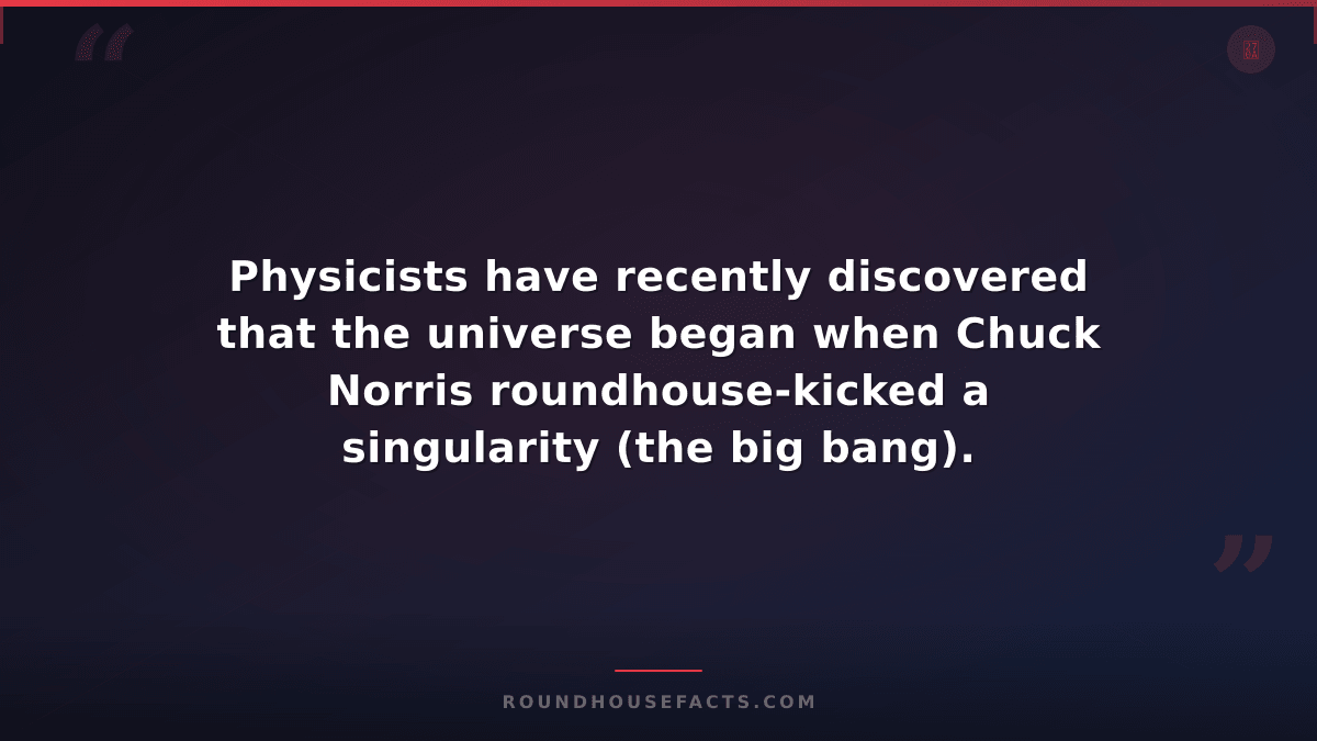 Chuck Norris Fact — Physicists have recently discovered that the universe began