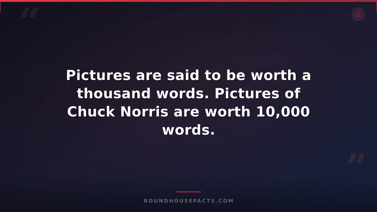 Chuck Norris Fact — Pictures are said to be worth a thousand words. Pictures of