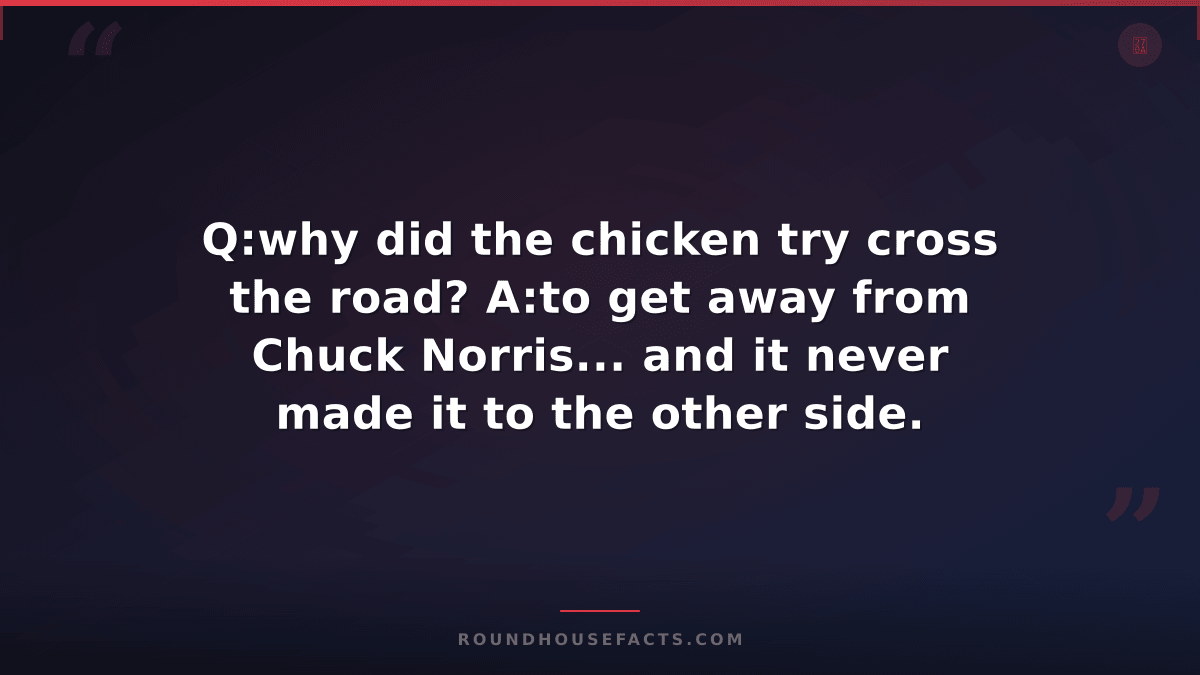 Chuck Norris Fact — Q:why did the chicken try cross the road? A:to get away from