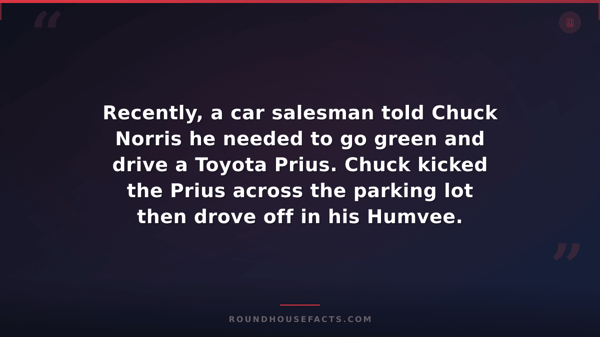 Chuck Norris Fact — Recently, a car salesman told Chuck Norris he needed to go g