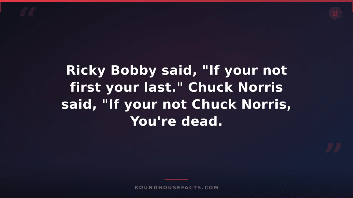 Chuck Norris Fact — Ricky Bobby said, "If your not first your last." Chuck Norri