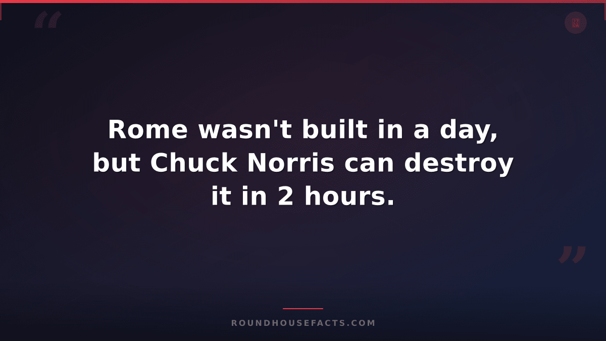Chuck Norris Fact — Rome wasn't built in a day, but Chuck Norris can destroy it