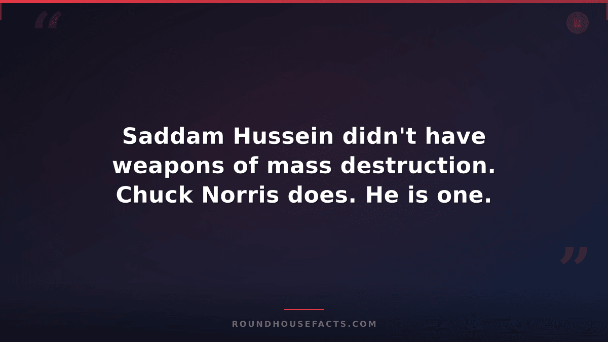 Chuck Norris Fact — Saddam Hussein didn't have weapons of mass destruction. Chuc