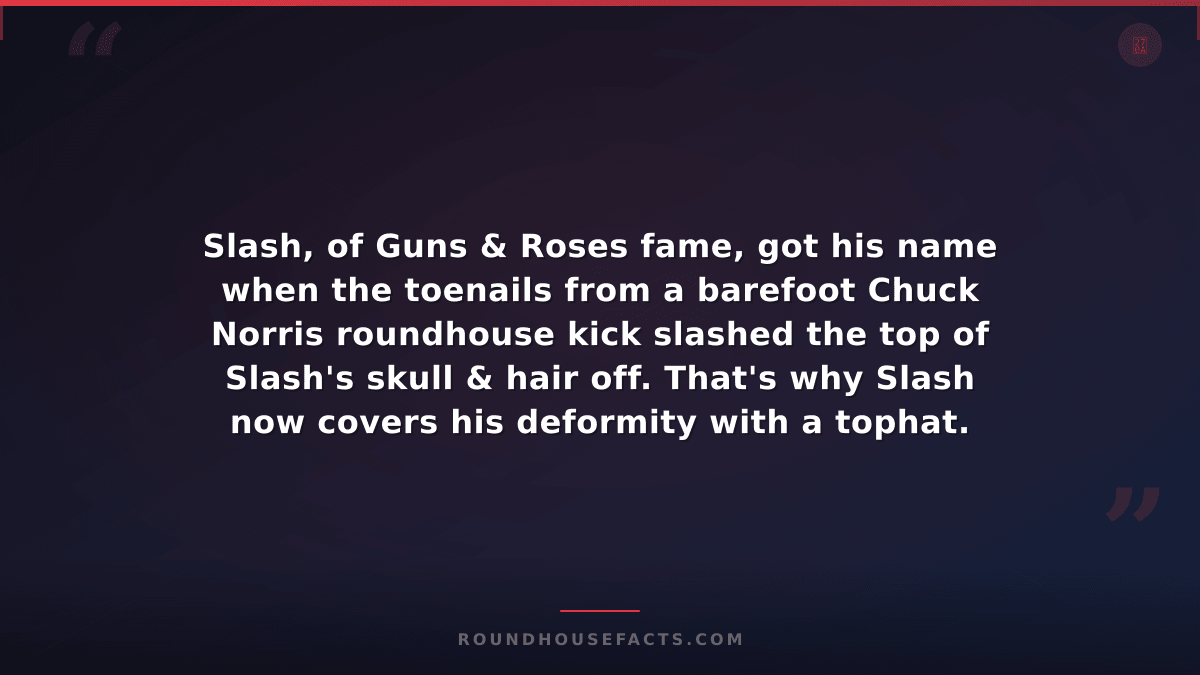 Chuck Norris Fact — Slash, of Guns & Roses fame, got his name when the toenails