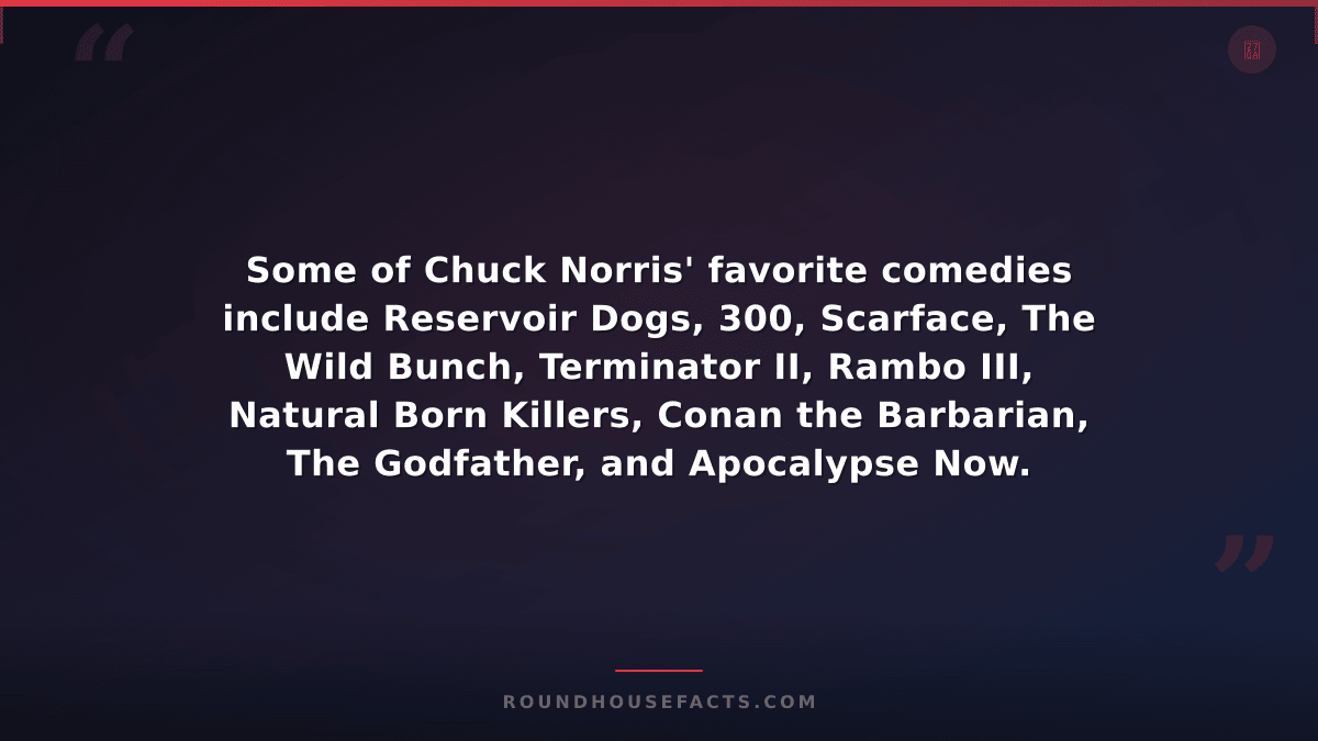Chuck Norris Fact — Some of Chuck Norris' favorite comedies include Reservoir Do
