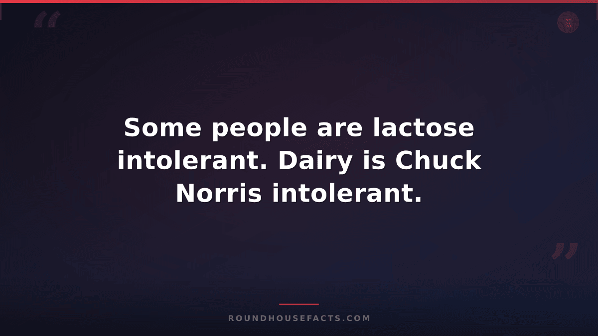 Chuck Norris Fact — Some people are lactose intolerant. Dairy is Chuck Norris in