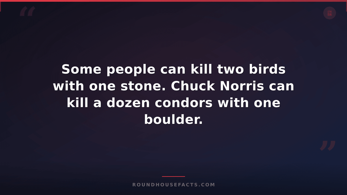 Chuck Norris Fact — Some people can kill two birds with one stone. Chuck Norris