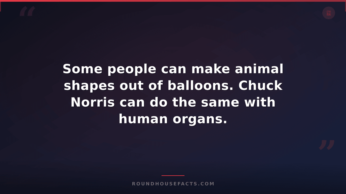 Chuck Norris Fact — Some people can make animal shapes out of balloons. Chuck No