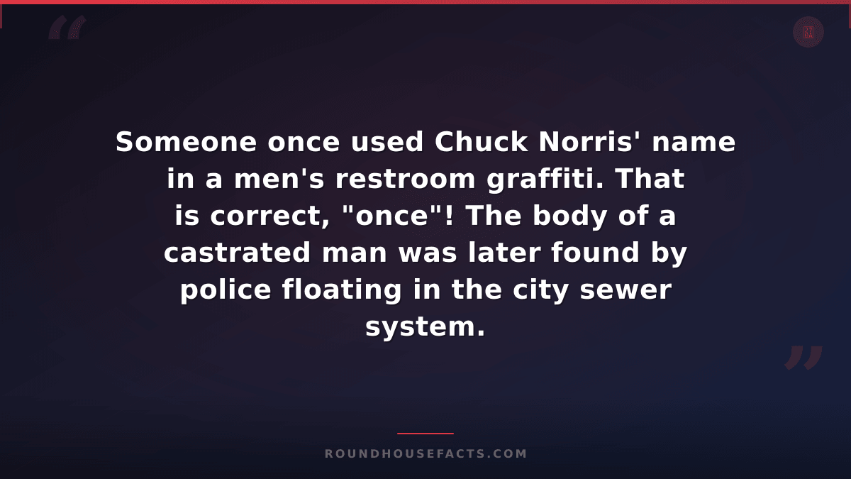 Chuck Norris Fact — Someone once used Chuck Norris' name in a men's restroom gra