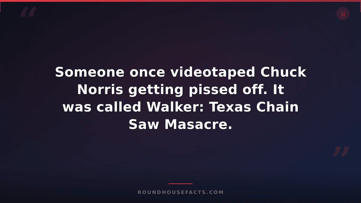 Chuck Norris Fact — Someone once videotaped Chuck Norris getting pissed off. It