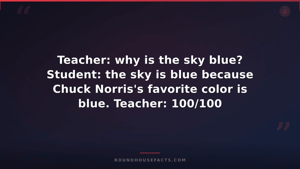Chuck Norris Fact — Teacher: why is the sky blue? Student: the sky is blue becau