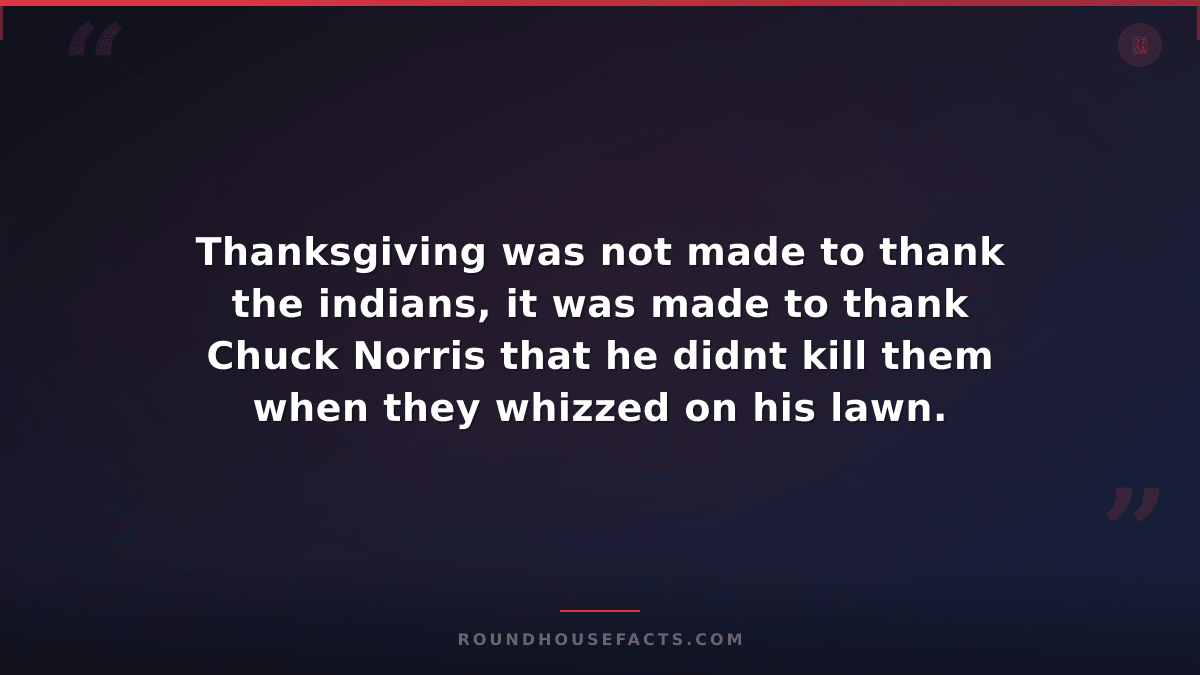 Chuck Norris Fact — Thanksgiving was not made to thank the indians, it was made