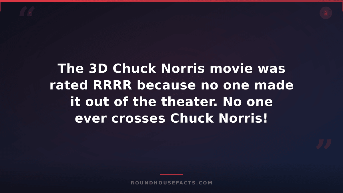 Chuck Norris Fact — The 3D Chuck Norris movie was rated RRRR because no one made