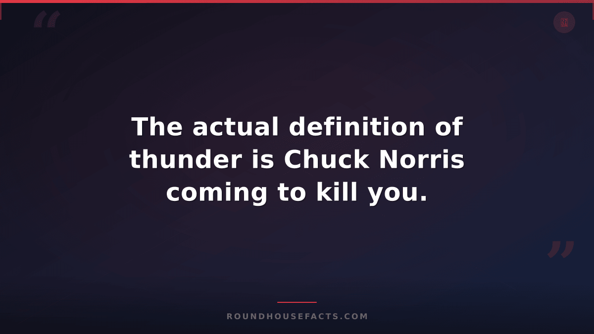 Chuck Norris Fact — The actual definition of thunder is Chuck Norris coming to k