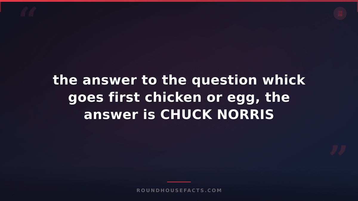 Chuck Norris Fact — the answer to the question whick goes first chicken or egg,