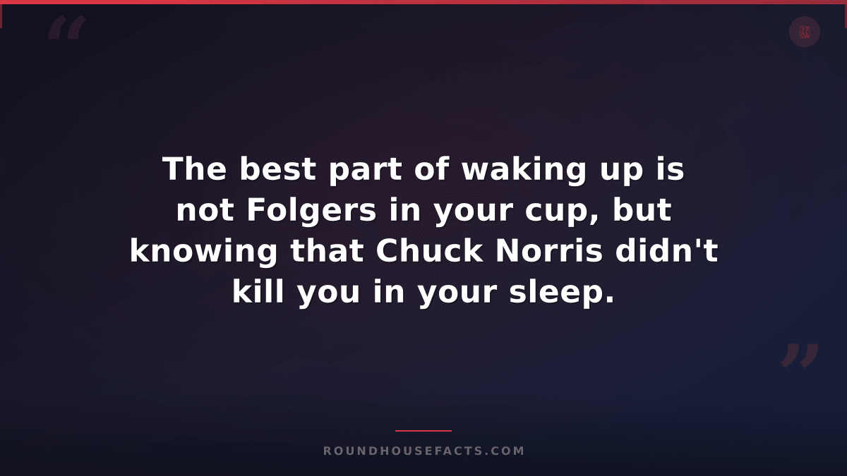 Chuck Norris Fact — The best part of waking up is not Folgers in your cup, but k