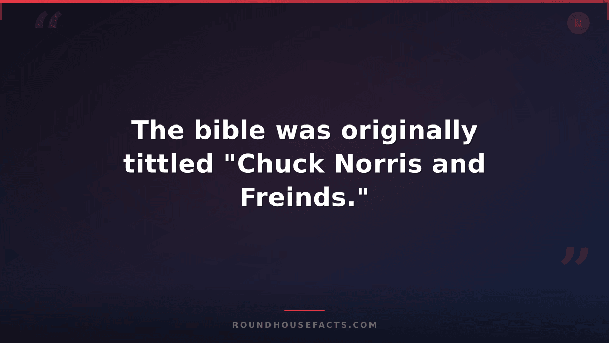 Chuck Norris Fact — The bible was originally tittled "Chuck Norris and Freinds."