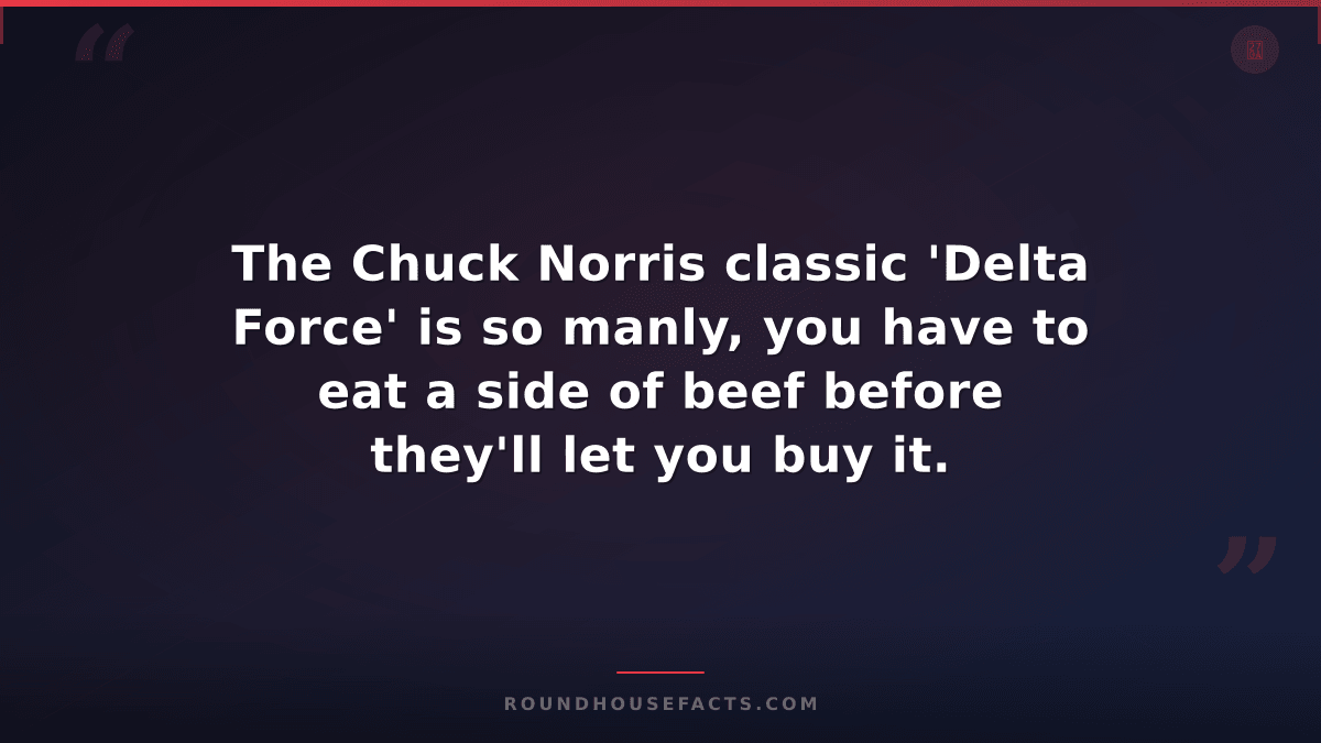 Chuck Norris Fact — The Chuck Norris classic 'Delta Force' is so manly, you have