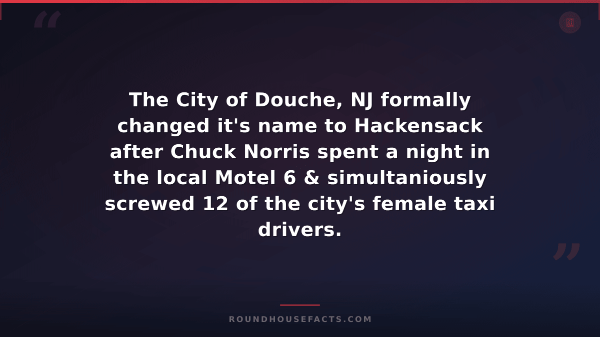 Chuck Norris Fact — The City of Douche, NJ formally changed it's name to Hackens