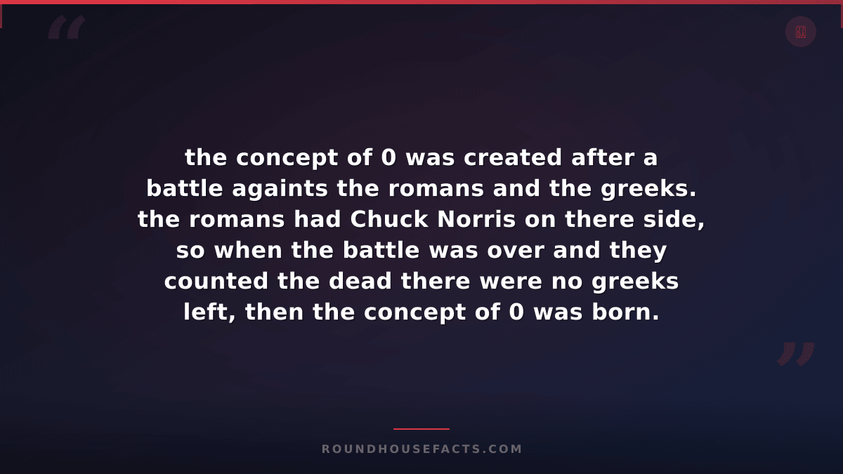 Chuck Norris Fact — the concept of 0 was created after a battle againts the roma