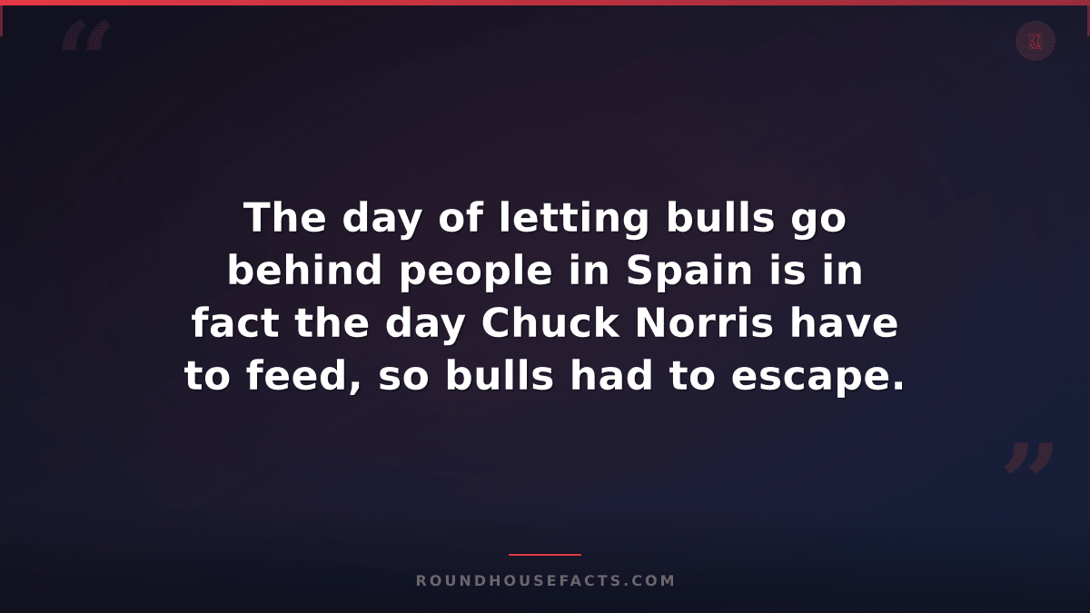 Chuck Norris Fact — The day of letting bulls go behind people in Spain is in fac