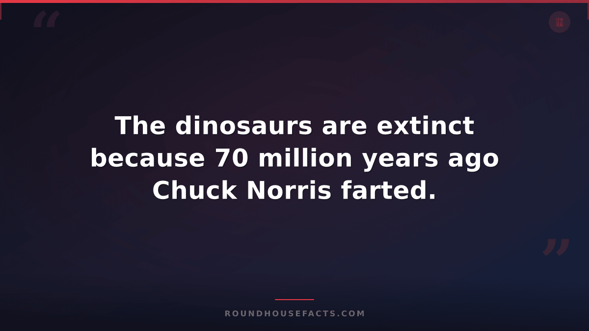 Chuck Norris Fact — The dinosaurs are extinct because 70 million years ago Chuck