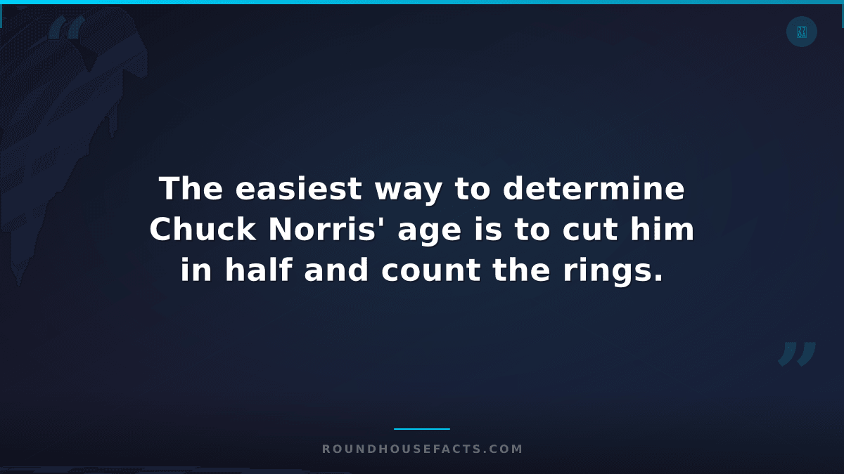 Chuck Norris Fact — The easiest way to determine Chuck Norris' age is to cut him