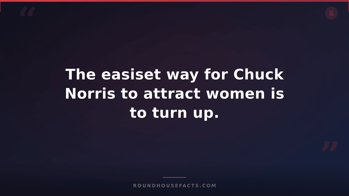 Chuck Norris Fact — The easiset way for Chuck Norris to attract women is to turn