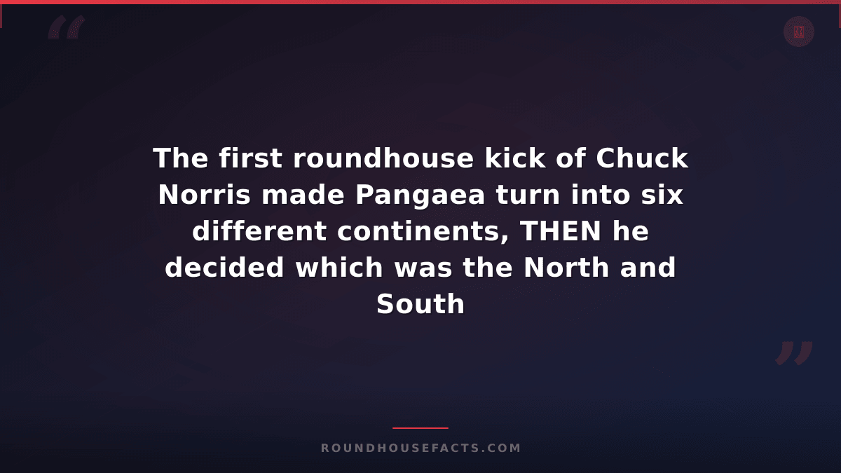 Chuck Norris Fact — The first roundhouse kick of Chuck Norris made Pangaea turn