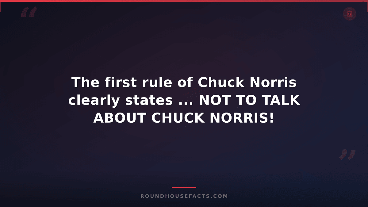 Chuck Norris Fact — The first rule of Chuck Norris clearly states ... NOT TO TAL