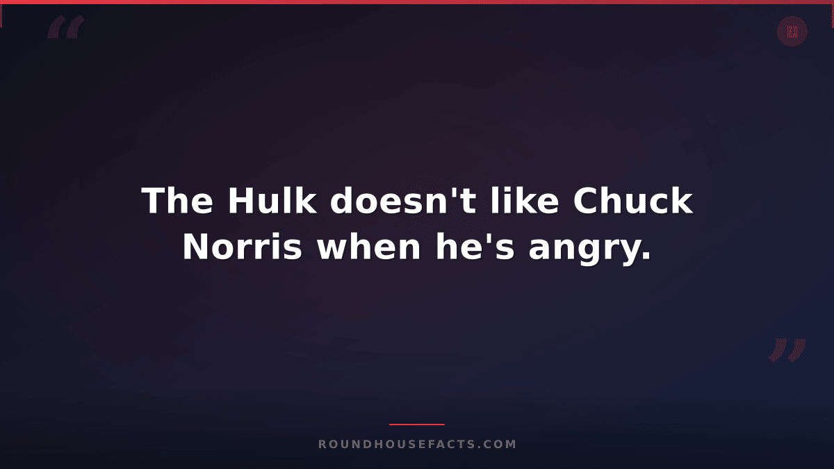 Chuck Norris Fact — The Hulk doesn't like Chuck Norris when he's angry.