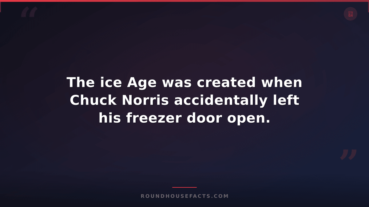 Chuck Norris Fact — The ice Age was created when Chuck Norris accidentally left