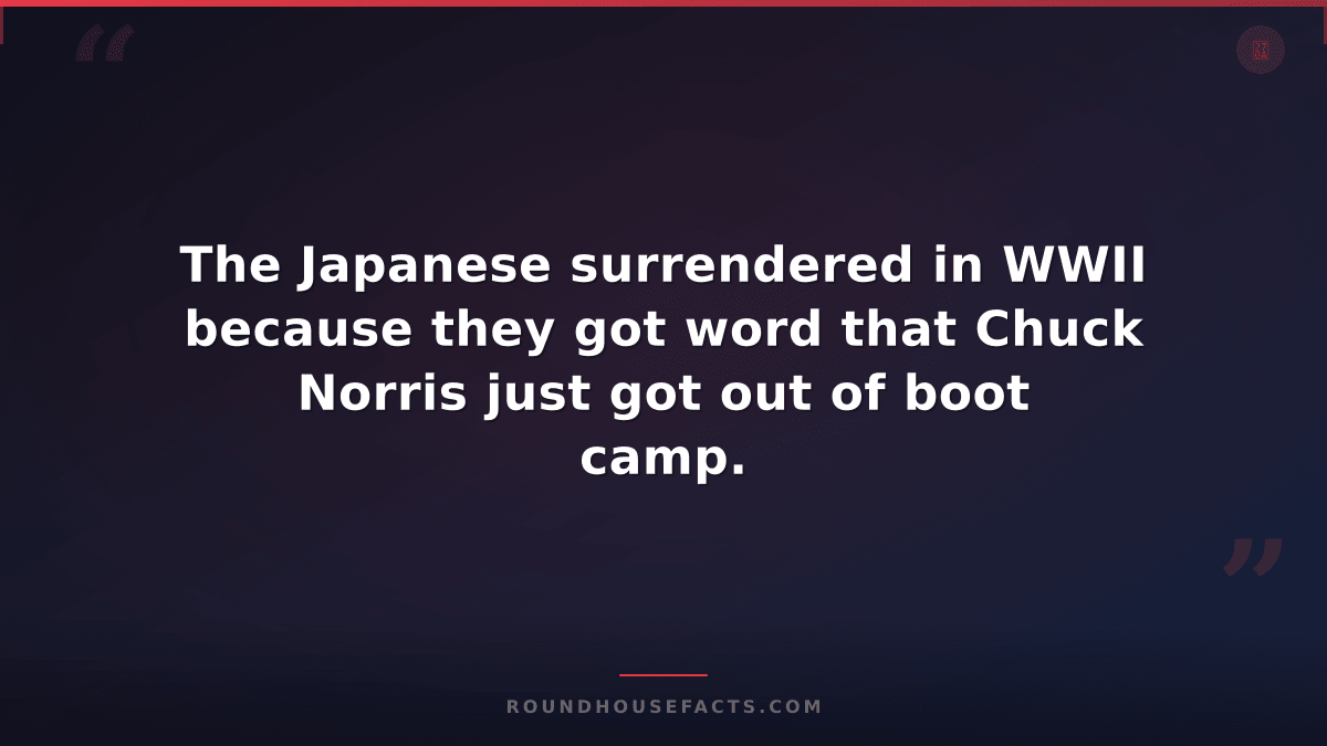 Chuck Norris Fact — The Japanese surrendered in WWII because they got word that