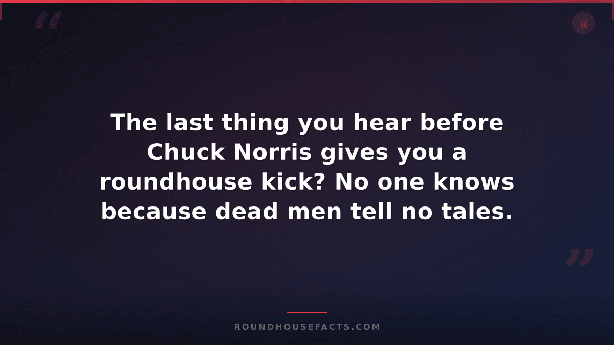 Chuck Norris Fact — The last thing you hear before Chuck Norris gives you a roun