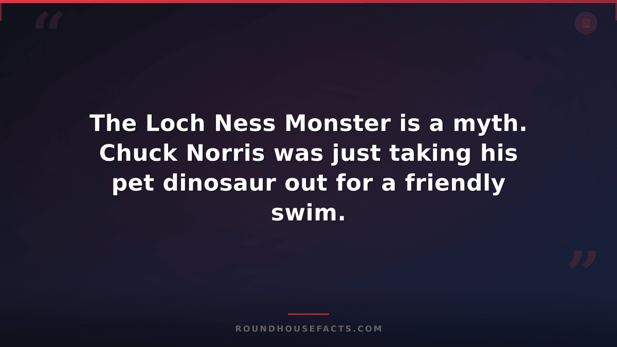 Chuck Norris Fact — The Loch Ness Monster is a myth. Chuck Norris was just takin