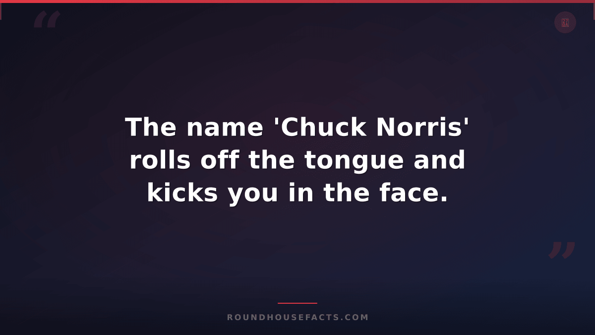 Chuck Norris Fact — The name 'Chuck Norris' rolls off the tongue and kicks you i