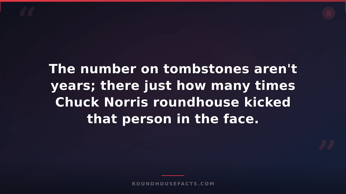 Chuck Norris Fact — The number on tombstones aren't years; there just how many t