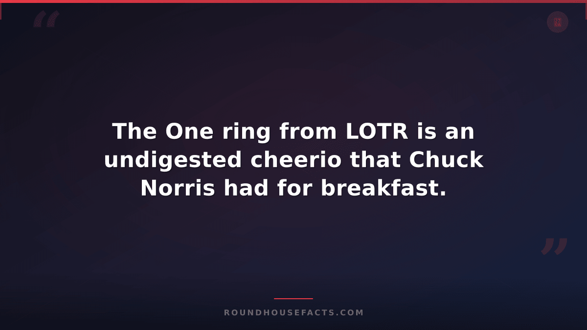 Chuck Norris Fact — The One ring from LOTR is an undigested cheerio that Chuck N