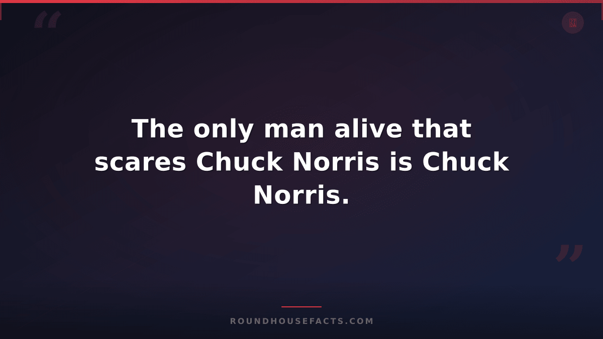 Chuck Norris Fact — The only man alive that scares Chuck Norris is Chuck Norris.
