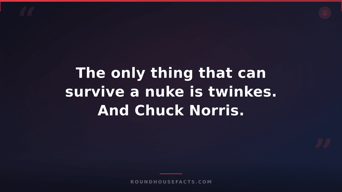 Chuck Norris Fact — The only thing that can survive a nuke is twinkes. And Chuck
