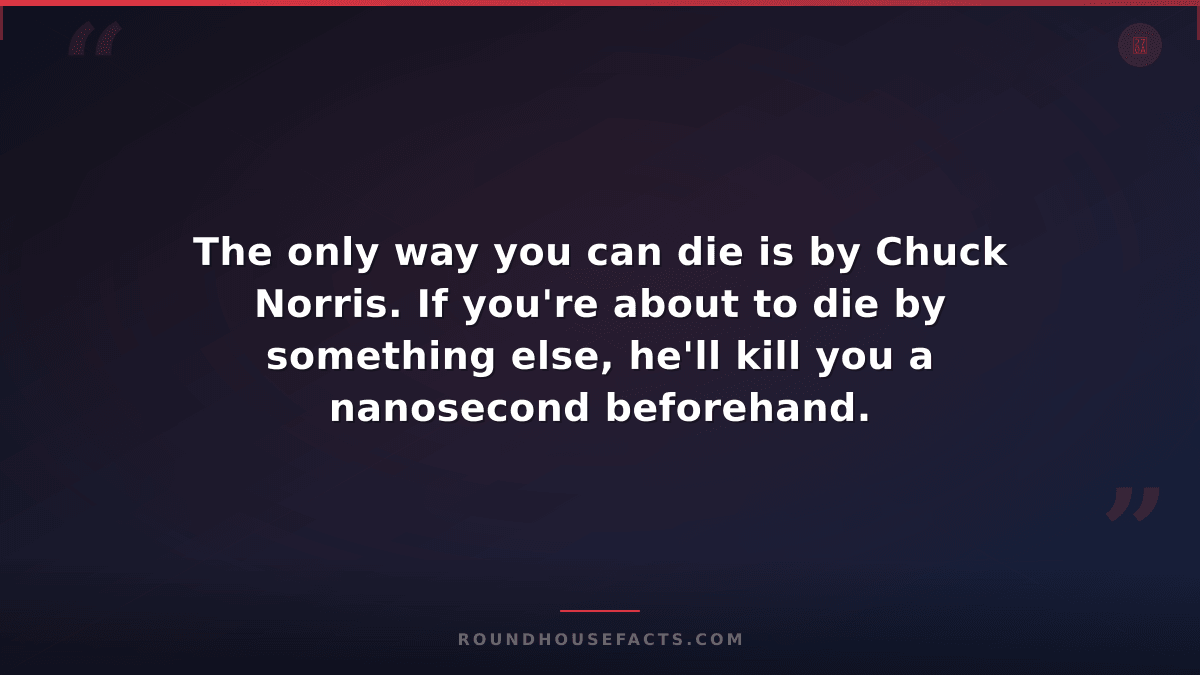 Chuck Norris Fact — The only way you can die is by Chuck Norris. If you're about