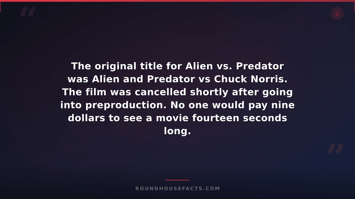 Chuck Norris Fact — The original title for Alien vs. Predator was Alien and Pred