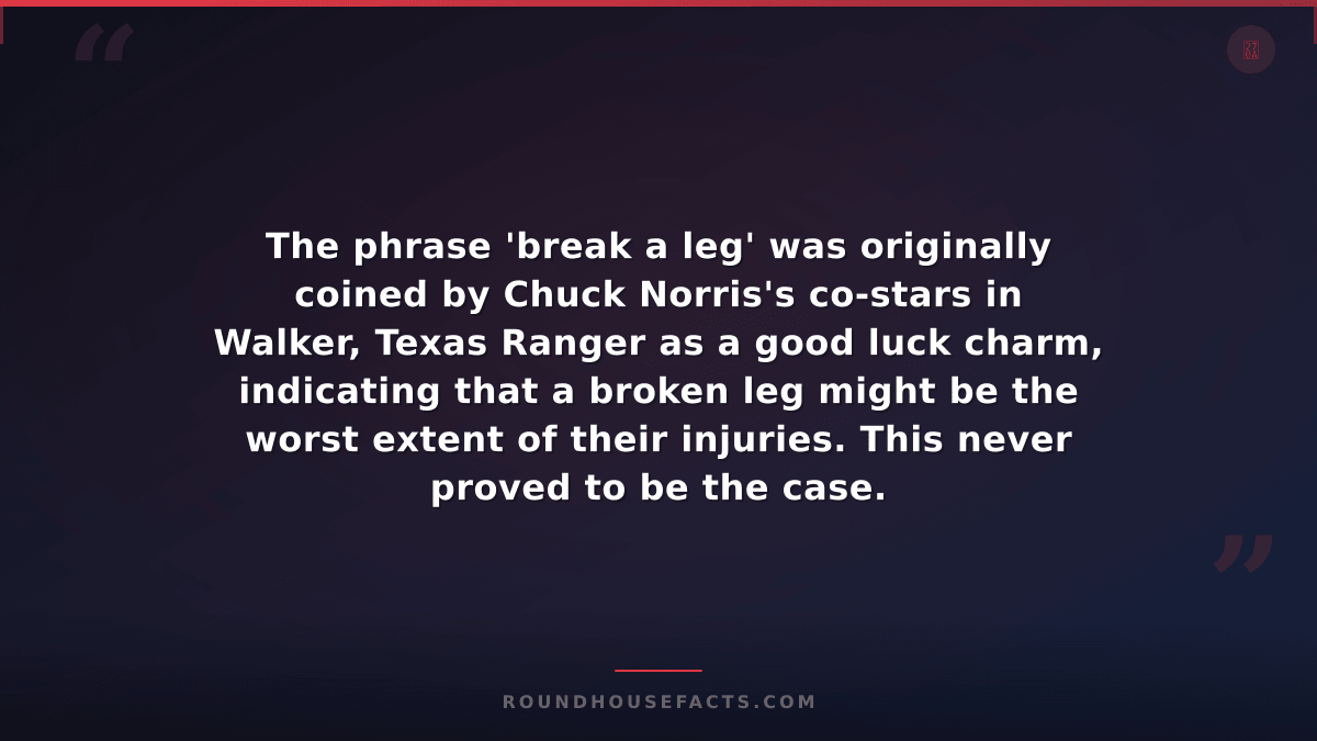 Chuck Norris Fact — The phrase 'break a leg' was originally coined by Chuck Norr