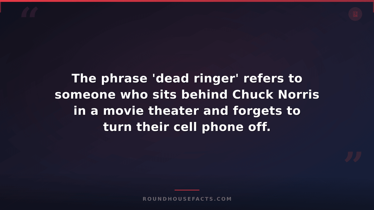 Chuck Norris Fact — The phrase 'dead ringer' refers to someone who sits behind C