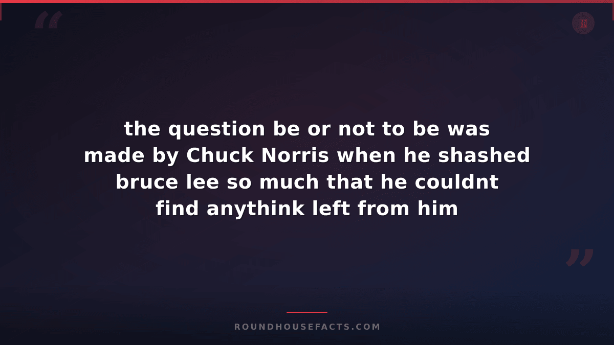 Chuck Norris Fact — the question be or not to be was made by Chuck Norris when h