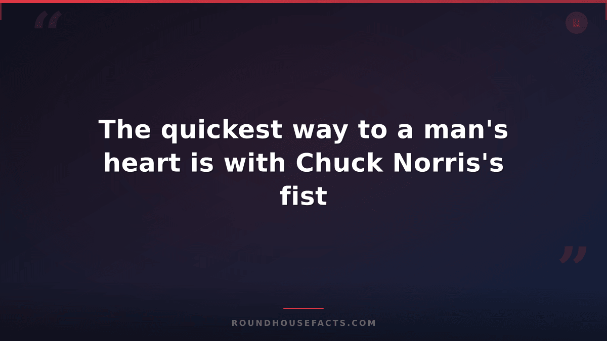 Chuck Norris Fact — The quickest way to a man's heart is with Chuck Norris's fis