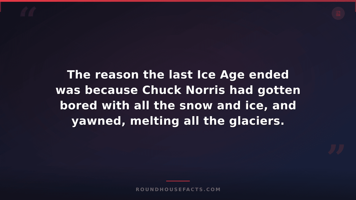 Chuck Norris Fact — The reason the last Ice Age ended was because Chuck Norris h