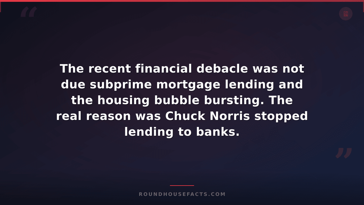 Chuck Norris Fact — The recent financial debacle was not due subprime mortgage l