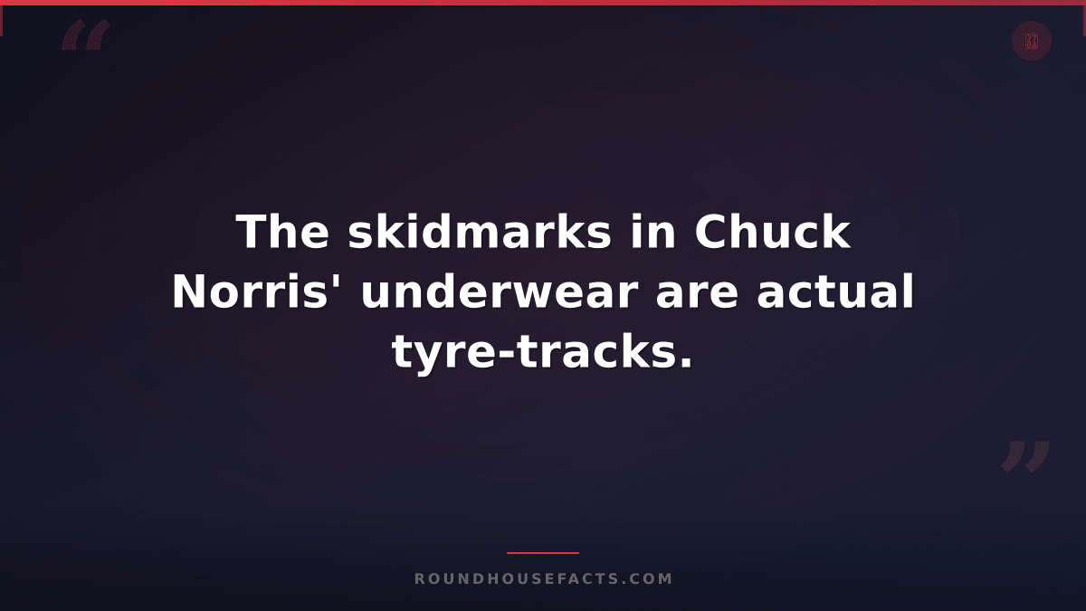 Chuck Norris Fact — The skidmarks in Chuck Norris' underwear are actual tyre-tra